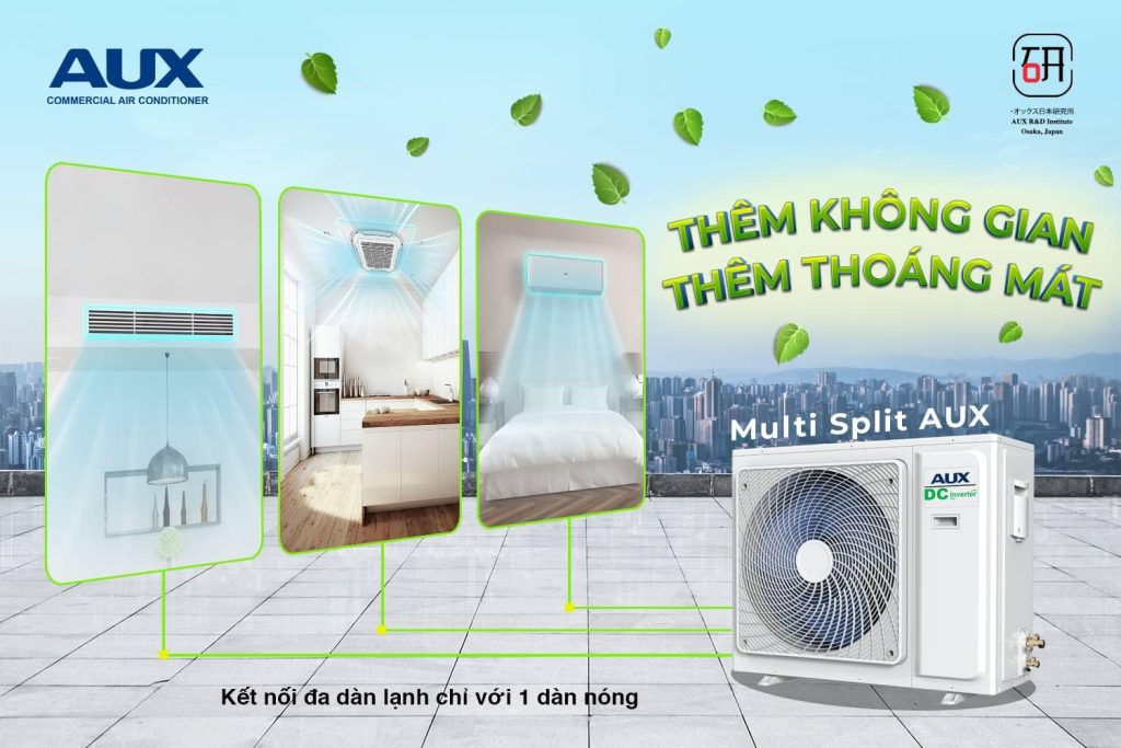 Dàn Nóng Điều Hòa Multi AUX 2 Chiều Inverter AM2 -H18/4DR3 3 Điều hoà multi AUX tạo không gian thoáng mát, gas R32 thân thiện với môi trường