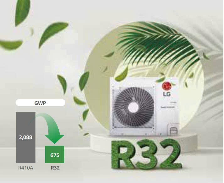 Điều Hòa Nối Ống Gió LG 36000BTU 1 Chiều Inverter ZBNQ36GM3A0 5 Sử dụng môi chất lạnh R32 thân thiện với môi trường, an toàn và nâng cao hiệu suất làm lạnh