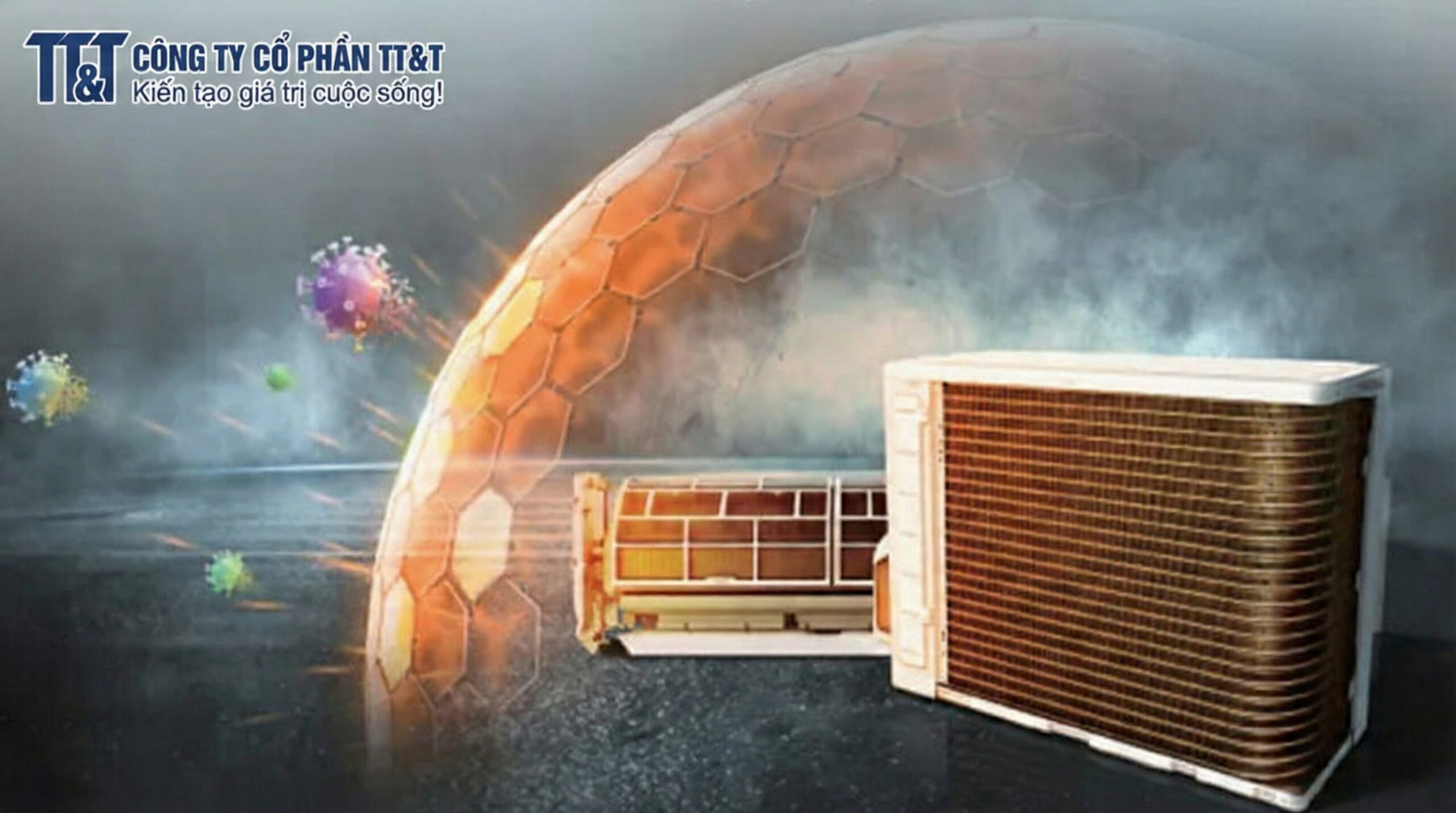 Điều Hoà AUX Inverter 1 Chiều 24000BTU AW24CAA4DI-3VN 15 Dàn tản nhiệt đồng – Lá nhôm phủ Golden Fin chống ăn mòn